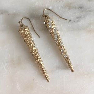 Statement Earrings Gold Spikes with Rhinestones